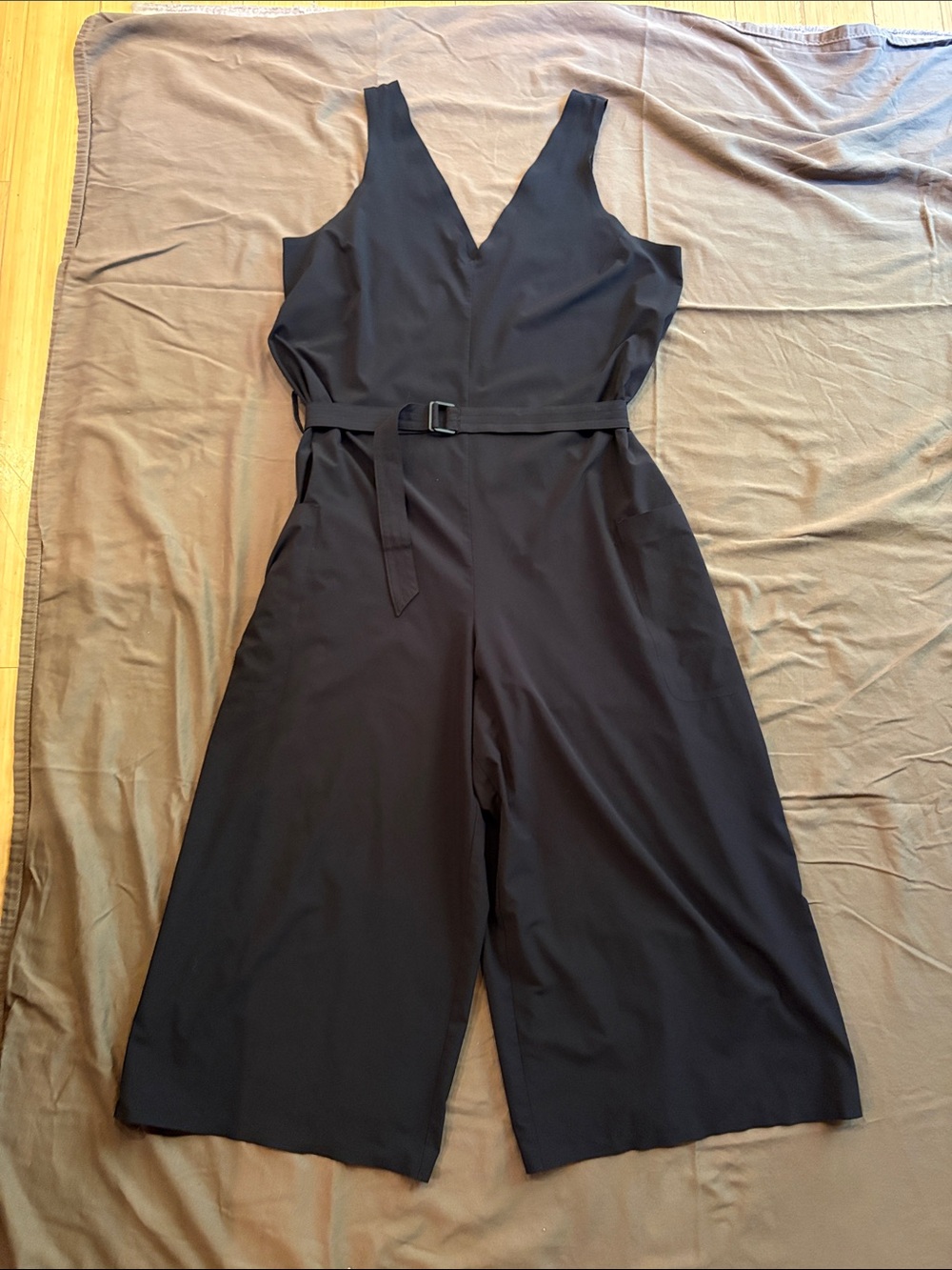 Athleta Black Wide-Leg Belted Jumpsuit
